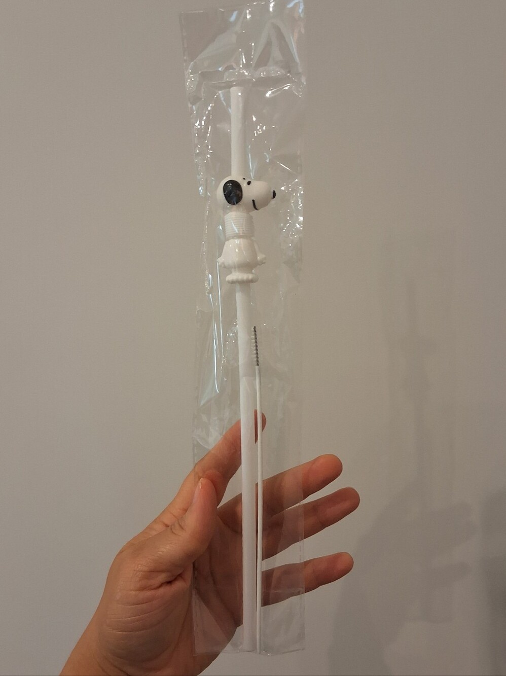 Peanuts Snoopy Plastic Extendable Reusable Drinking Straw W/ Cleaning Brush NEW